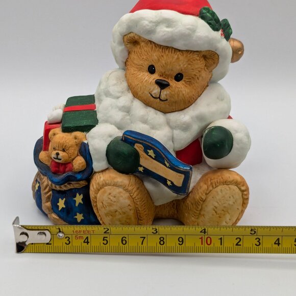 Enesco Chapeau Noelle Santa Bear with Toy Sack 1994 - Picture 7 of 8